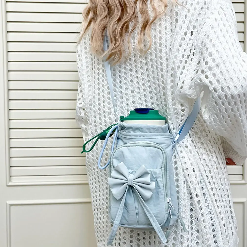 Nylon Rope Bow Drawstring Crossbody Bags Coin Pouch Casual Nylon Shoulder Bag Korean Style Solid Color Mobile Phone Bag Travel - view 3