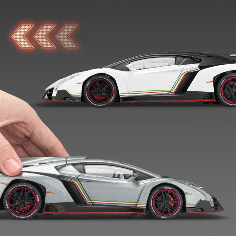 1:24 Veneno Alloy Sports Car Model Diecasts & Toy Vehicles Metal Toy Car Model Simulation Sound and Light Collection Kids Gifts