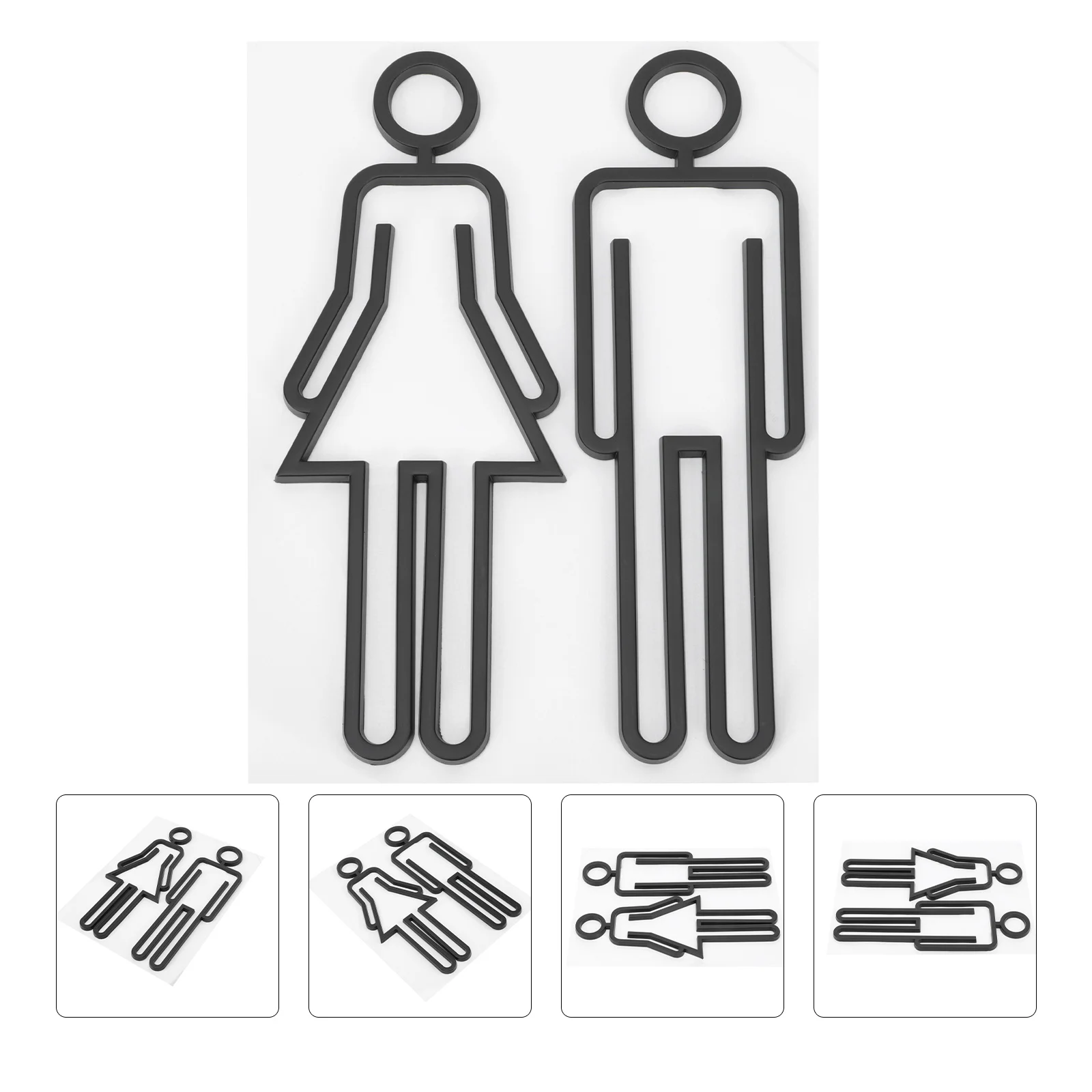 

Men and Women Restroom Sign Toilet Emblems Identification Plate Lavatory Plates Black Abs Man Stickers