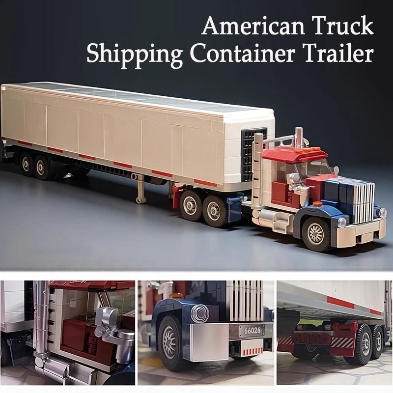 

500+PCS American Truck Shipping Container Trailer Building Blocks Toys Assembly Educational Bricks Vehicle Model Holiday Gifts