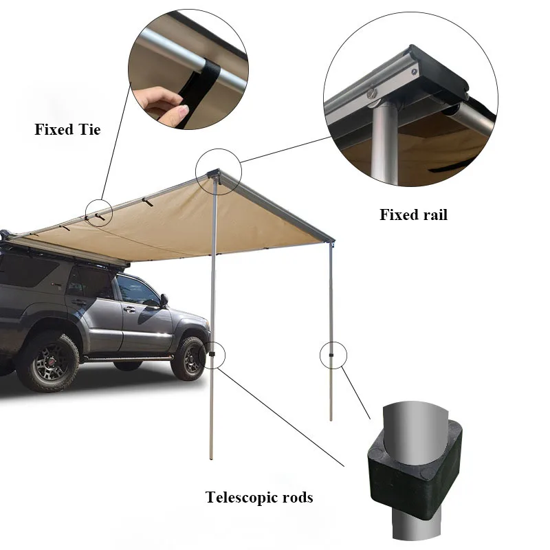 New 4x4 4wd Rooftop Retractable Vehicle Awning with Led Light Strip Car Side Awning Tent