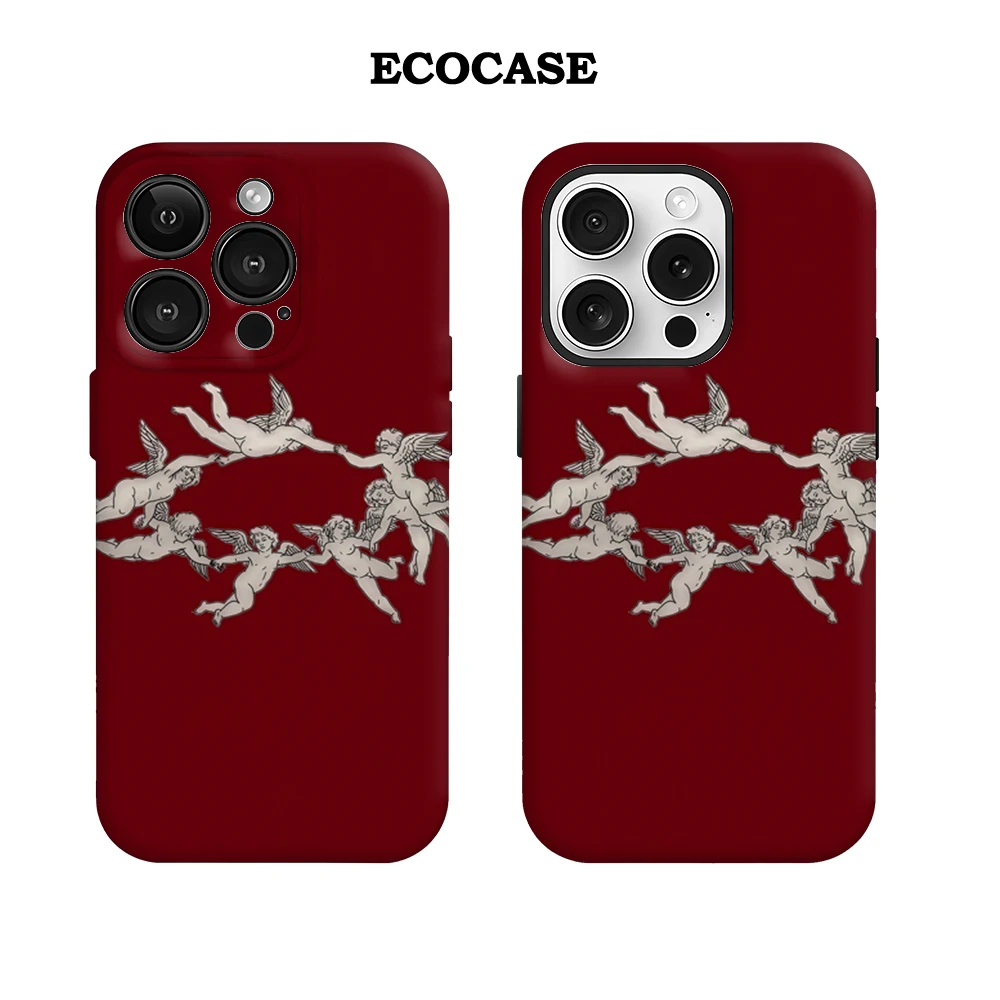 حافظة لهاتف آيفون 17 باللون الأحمر من الكروب يجب اقتناؤها لهاتف آيفون 17 16 15 14 13 12 11 Pro Max Plus غطاء خلفي مزدوج الطبقة