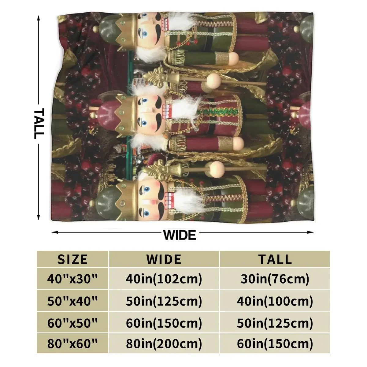 Christmas Nutcracker Trio Blankets Soft Warm Flannel Throw Blanket Cover for Bed Living room Picnic Travel Home Couch