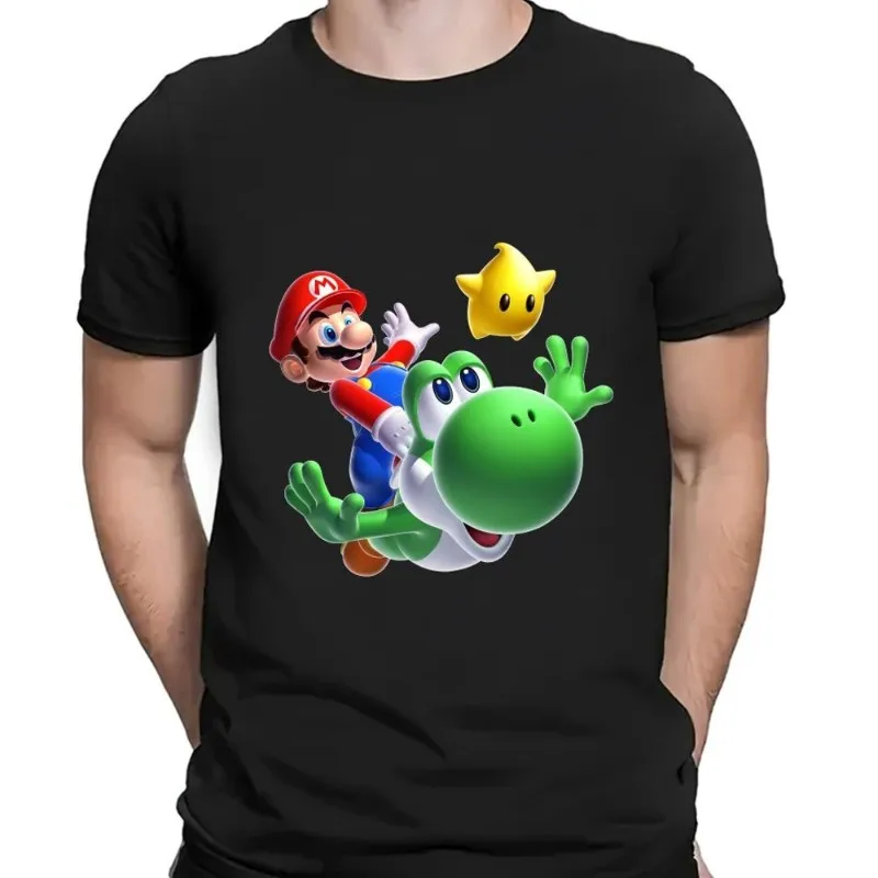 Game Cartoon M-Mario Cool T Shirt Men Couple Combination Clothes Short Sleeve Collar Fashion Women Cotton