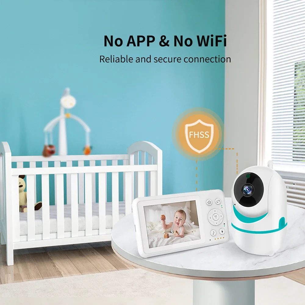 Baby monitor video D031, display da 3,2 pollici, videocamera per bambini con immagine video con zoom 2X, visione notturna, conversazione bidirezionale, batteria da 1500 mAh