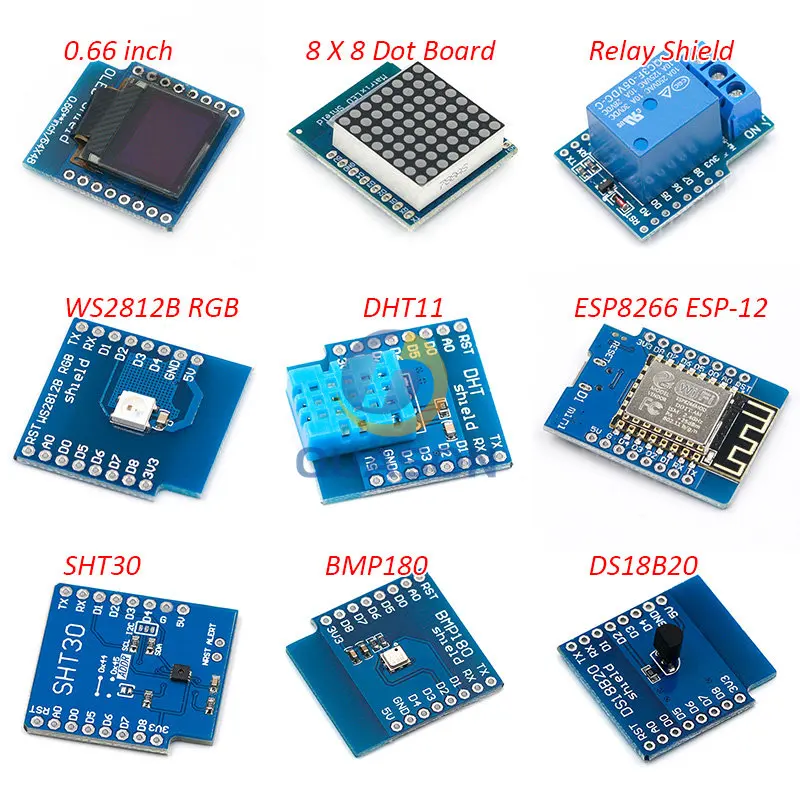 Esp8266 D1 Mini Pro Wifi Development Board Nodeu Ws2812 Rgb Dht11 Dht22 Am2302 Relay Ds18b20 Bmp180 Motor For Wemos Diy Kit