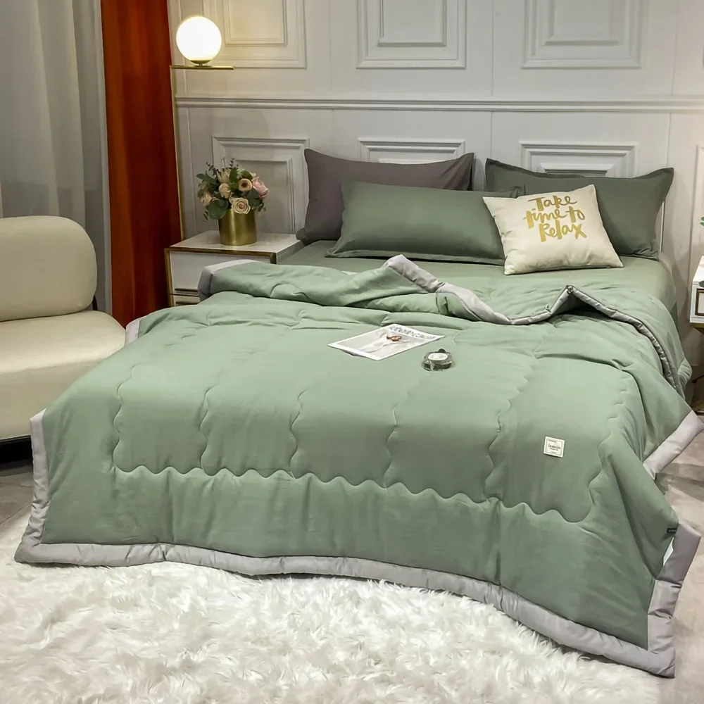 

Zomer Airconditioning Quilt Gewassen Katoen Gooi Deken Quilten Dunne Dekbed Cooling Dekbed Gewatteerde Quilt Effen Kleur