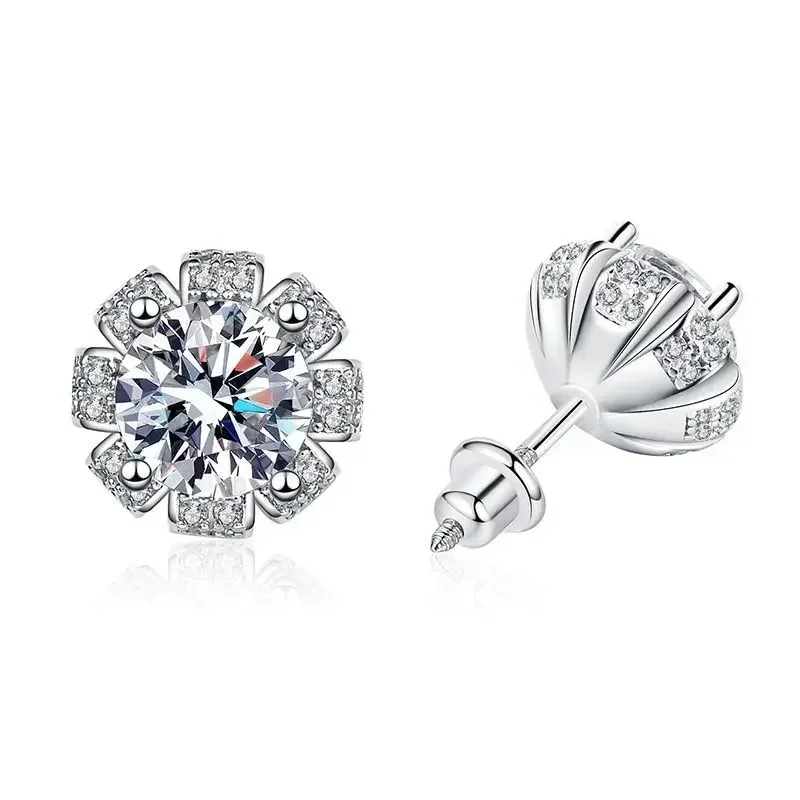 

Real 1CT 6.5mm D Color Moissanite Drop Earrings for Women S925 Silver Plated PT950 Pass Diamond Test Water Drop Earring