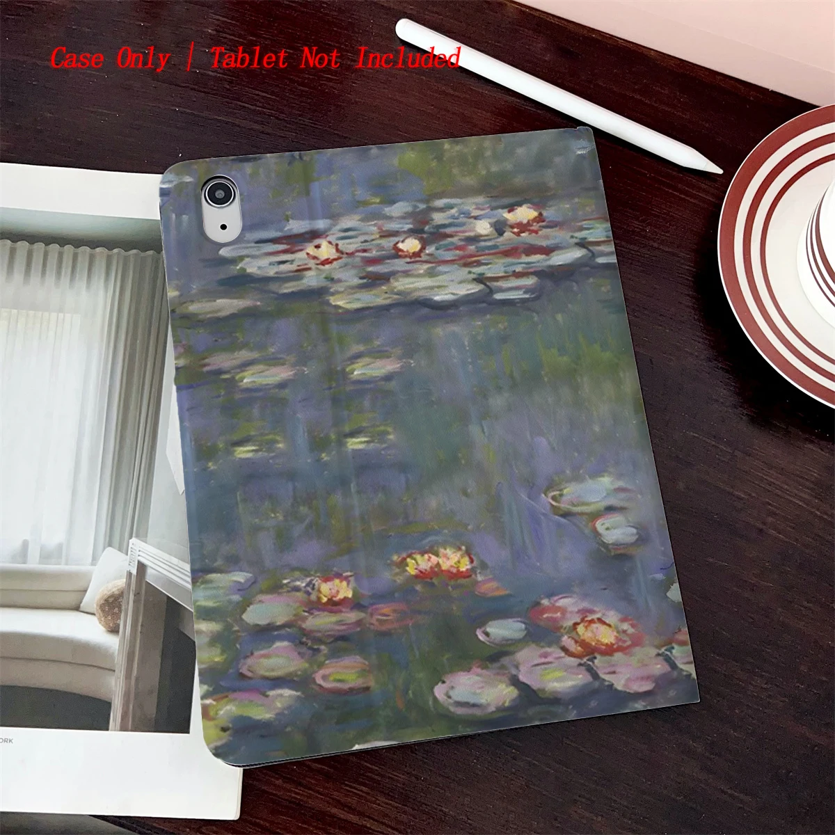 

8 Fresh Style Printed iPad Case, 360° Rotating Stand & Pen Slot,Book Style, Auto Sleep/Wake, Compatible with Various Apple iPads