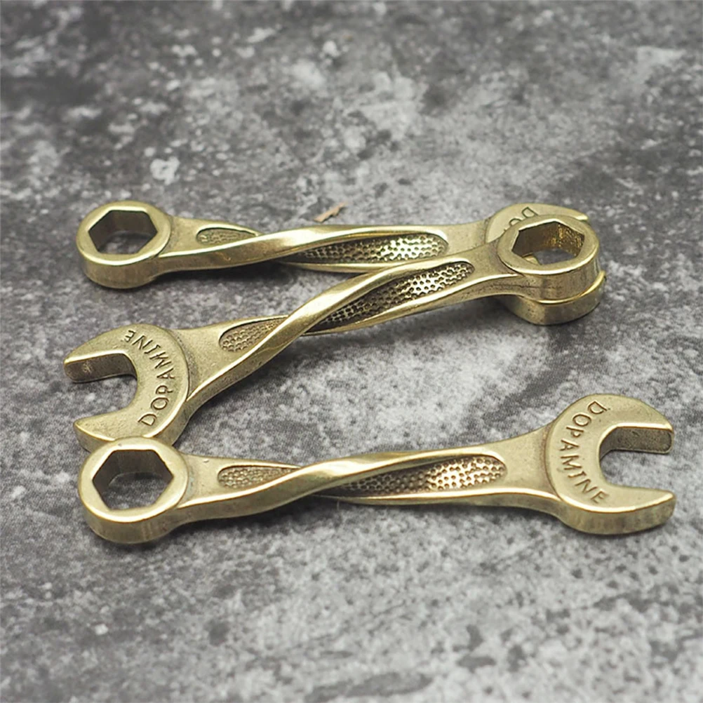 

Brass Wrench Keychain Creative Pendant Chinese Style Pendants Metal Decor Golden