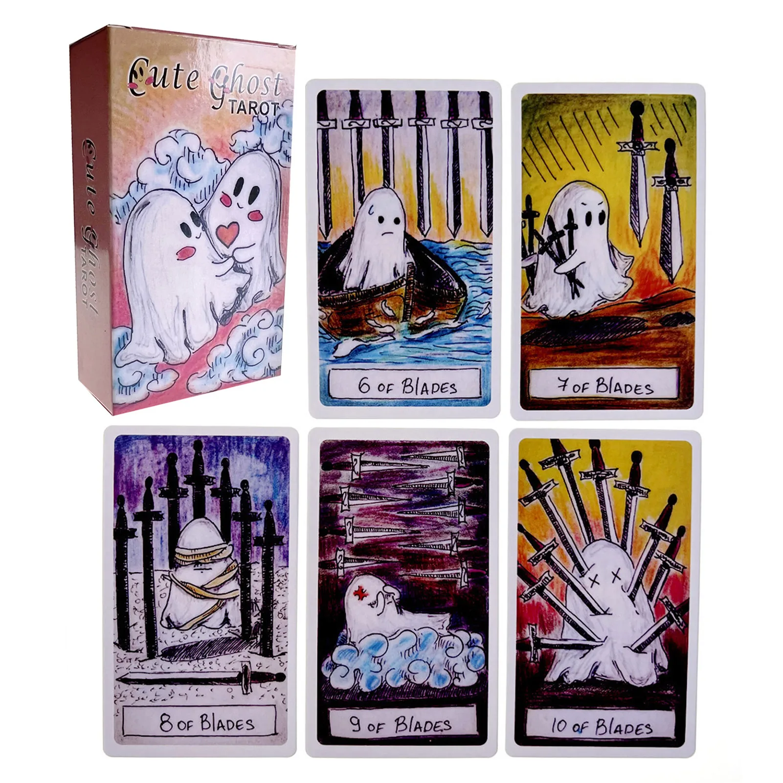 Cute Ghost Tarot Deck Toy Set Tarot Deck Oracle Card Divination Family Playing Birthday Gift Party Entertainment Board Game