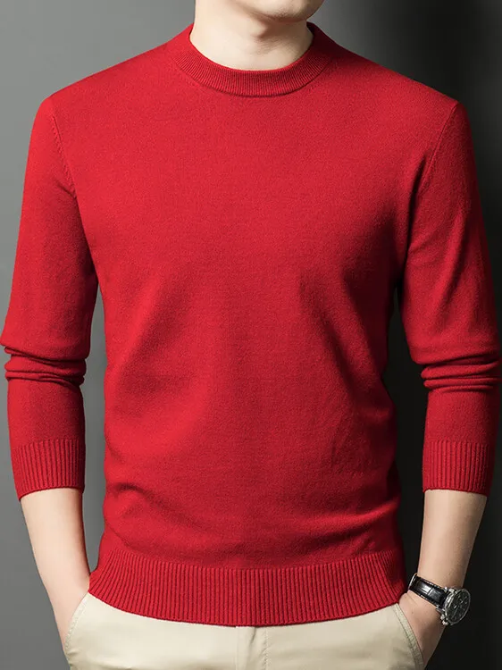 

Классический мужской приталенный свитер Camere, круглый трикотажный однотонный тонкий осенний модный городской свитер Long Sve