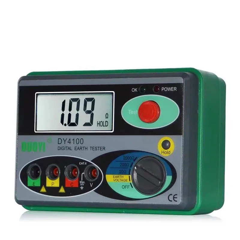 Megohmmeter 0-2000 Ohm Real Digital Earth Tester DY4100 Ground Resistance Tester Meter NEW