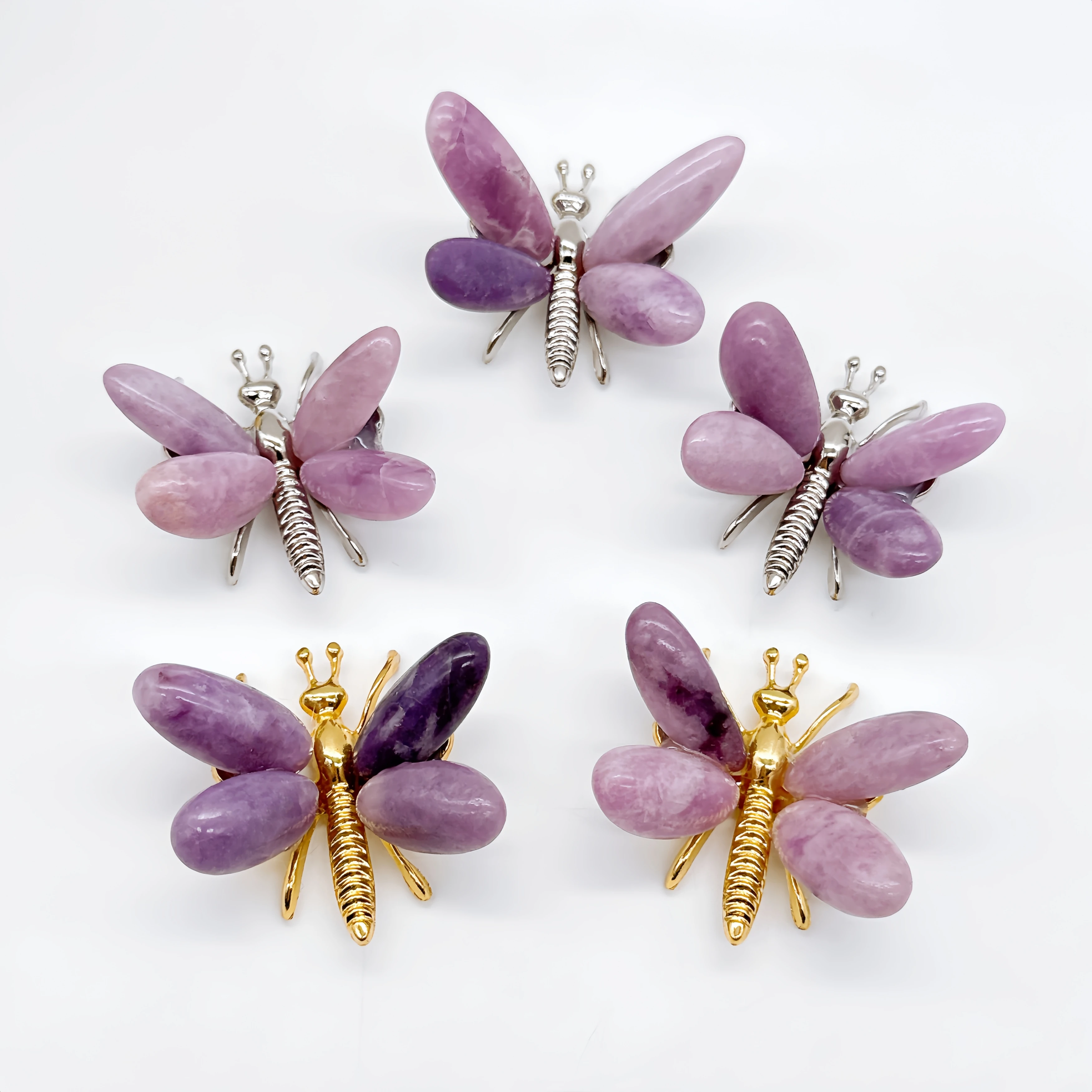 

1PC Natural Purple Mica Butterfly Crystal Lepidolite Stone spar crafts Dragonfly Reiki Healing Home Decor Children Gift