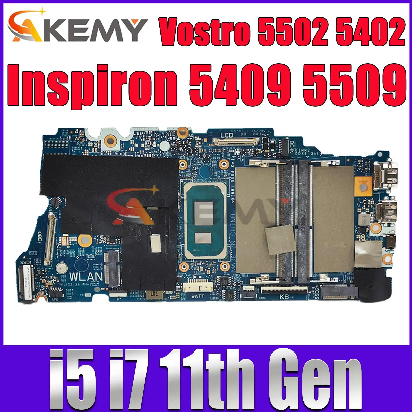 

19861-1 For DELL Vostro 5502 5402 Inspiron 5409 5509 Laptop Motherboard With I5-1135G7 I7-1165G7 CPU CN-0WNVYK 0MTYV1 0W3XW5