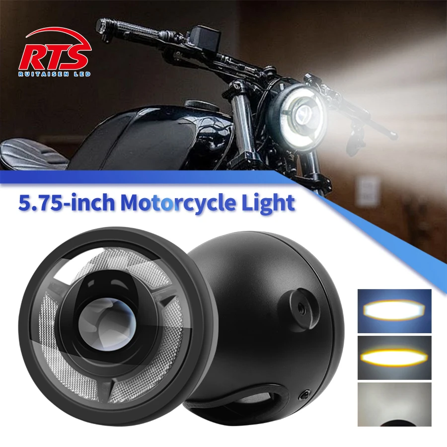 

Universal 5.75Inch Motorcycle Headlight LED Turn Signal Lighthouse Headlamp for Harley Sportster Cafe Racer Honda Yamaha Suzuki