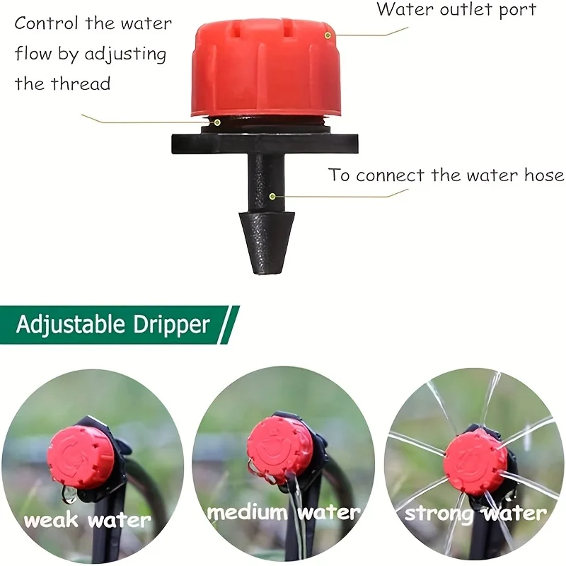 80pcs 360° Adjustable Irrigation Drip Nozzles For Watering Systems Garden Irrigation 1/4-Inch Drain Outlet Drip Nozzles