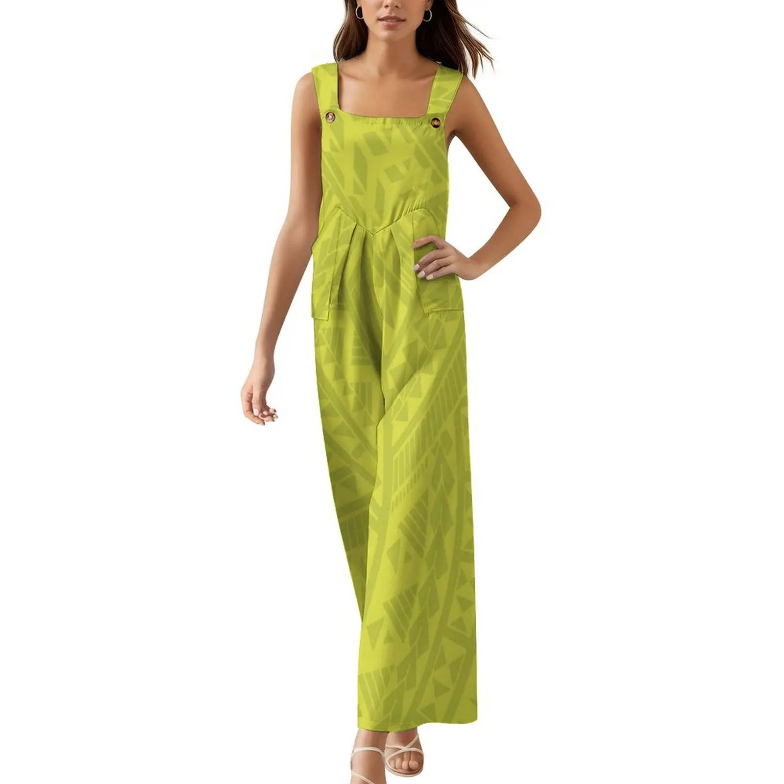 

New Arrivals 2024 Sexy Sleeveless Lady Wide Leg Rompers Jumpsuits Plus Size Polynesian Jumpsuit Women