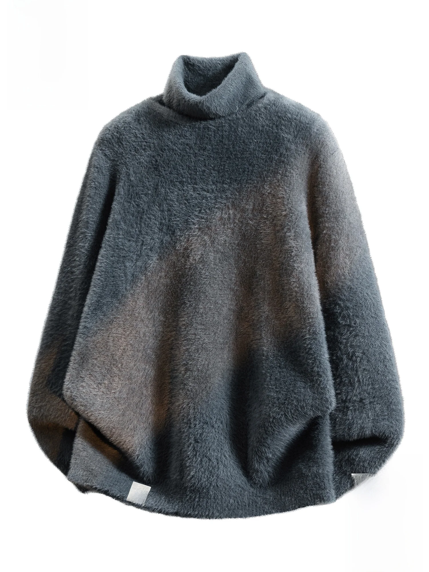 

PaulFrank High Collar Soft Faux Fur Knitted Sweater Men's Casual Sle Spring Faion Urban Loose Fit Long Sve Top