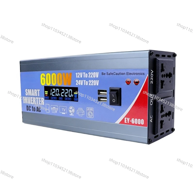 Intelligent Digital Dual Voltage Inverter DC12V24V48V60V To 220V6000W Outdoor Power Supply