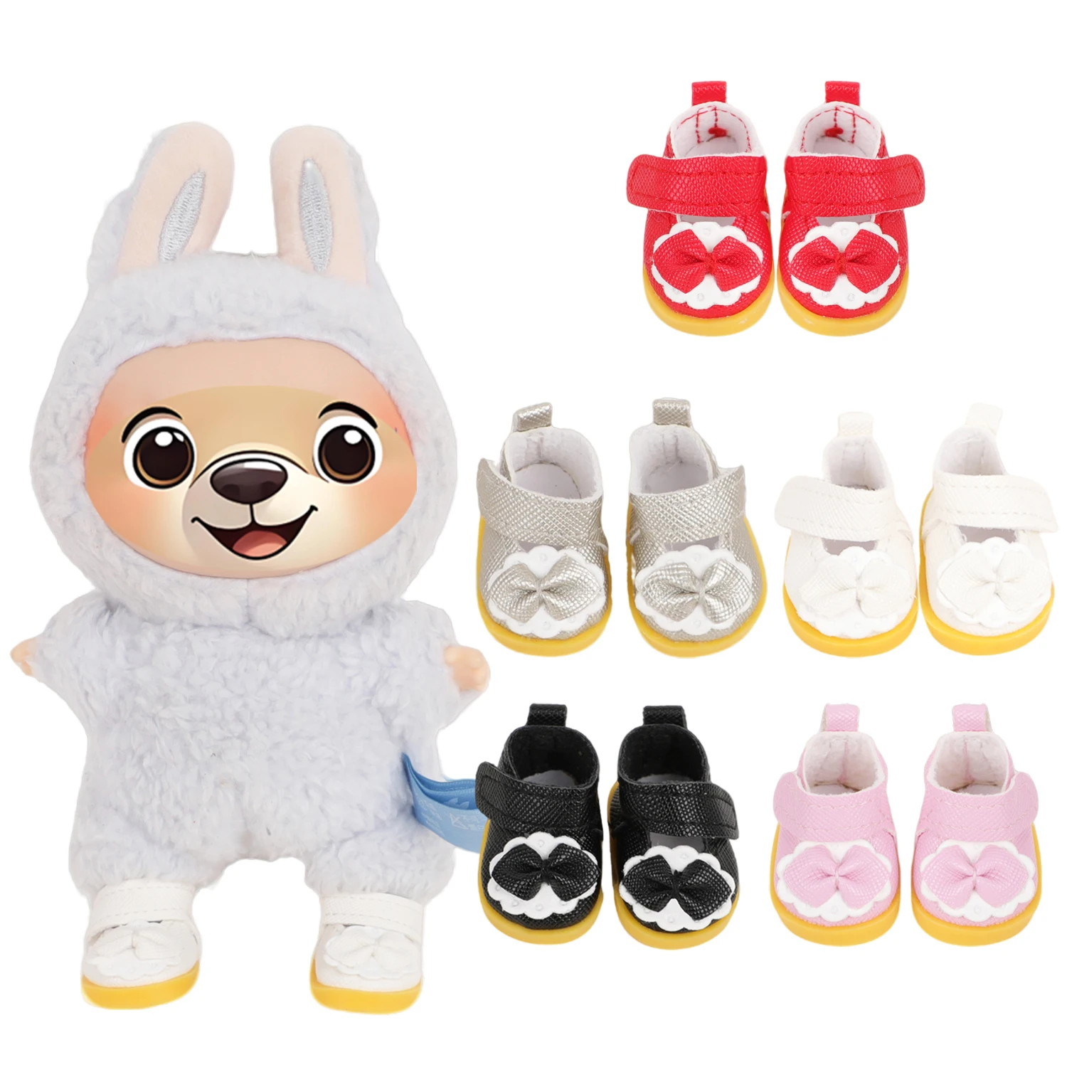 Buty dla lalek Labuabu o wysokości 17 cm, urocze, śliczne mini buty z kokardką dla lalek Labuabu V1 V2, bawełniane akcesoria dla lalek, prezent dla dziewczynki.