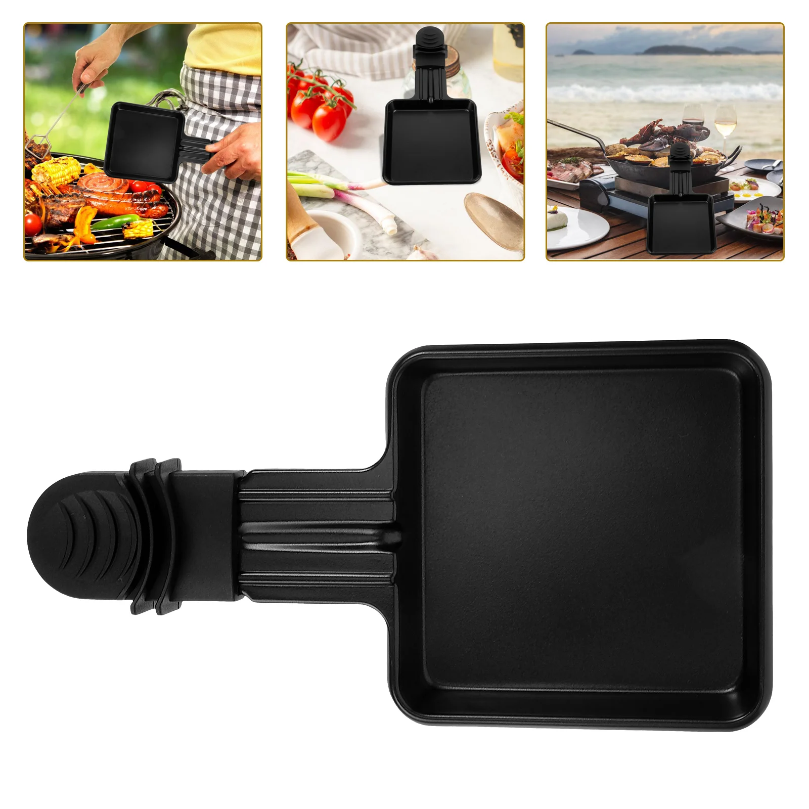 

4 Pcs Nonstick Electric Oven Grill Griddle Frying Plate Portable Handle Cheese Melt Pans Household Mini Black Baking Tray