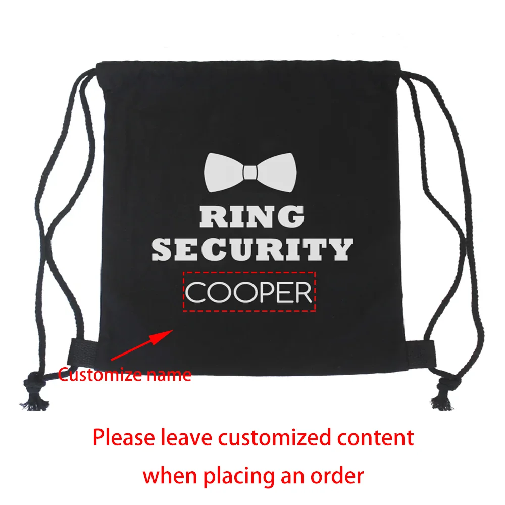 Personalized Ring Security Backpack Drawstring Gift Bag Wedding Ring Bearer Gift Ring Securrity Proposal Bachelorette Hen Party view 2