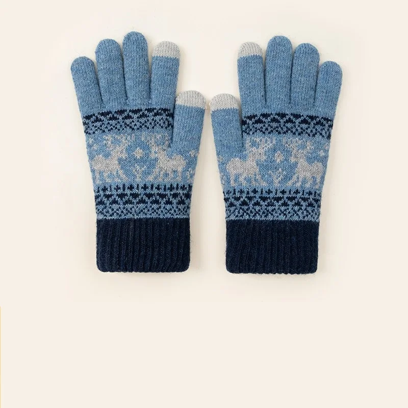 

Christmas Gloves Winter Boys Gloves Kids Warm Touchscreen Knitted Gloves Five-Finger Cycling Gloves Knit Student Gloves 7-10Y