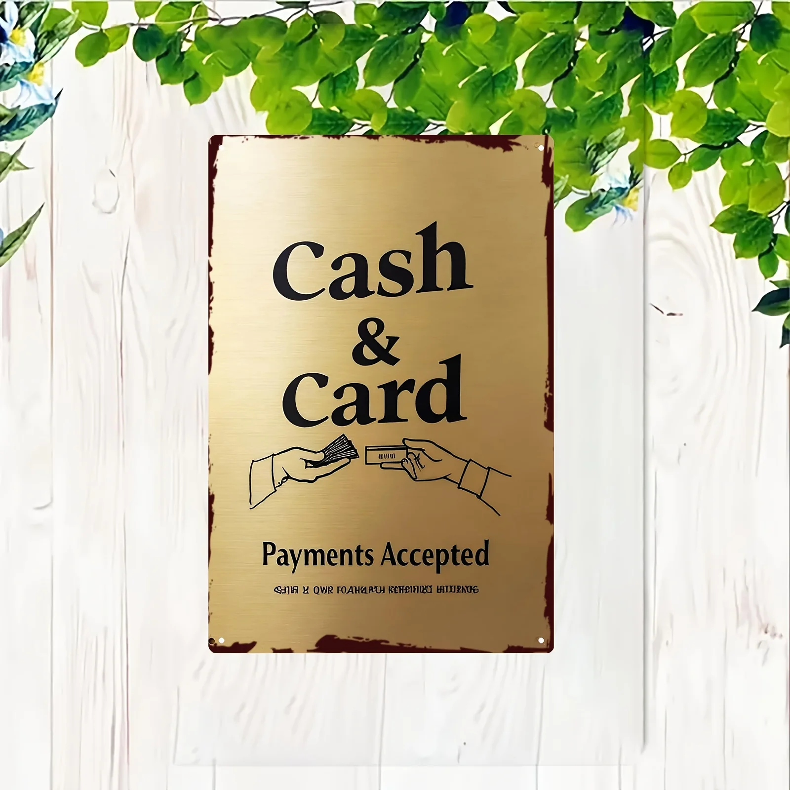Vintage Cash & Card Payment Metal Wall Decor Sign - Retro 