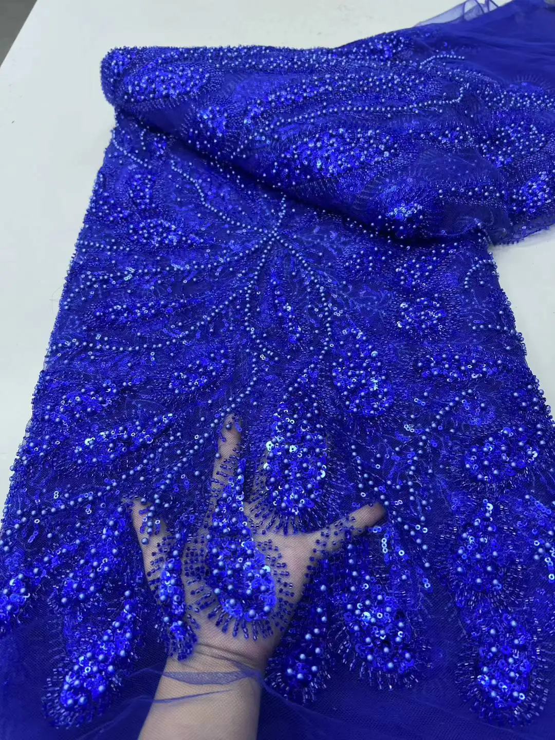 

Африканский бисер, блестки, жемчужное кружево, французский тюль, высококачественная нигерийская ткань для шитья вечерних платьев 2025