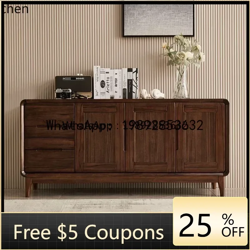 

Z3 all solid wood black walnut side cabinet integrated wall storage cupboard living room TV cabinet