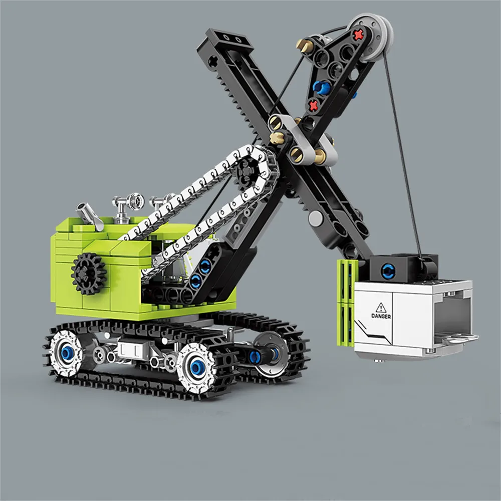 4 في 1 شاحنات الرفع الهندسية حفارة رافعة مدينة البناء مركبة نموذج سيارة اللبنات الطوب لعب الأطفال هدية #4