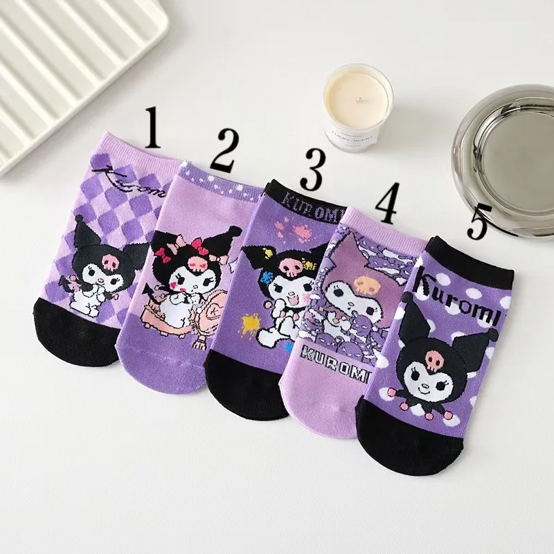 Sanrio Kuromi Purple Cute Women's Ankle Socks Cartoon Five Color No-Show Socks