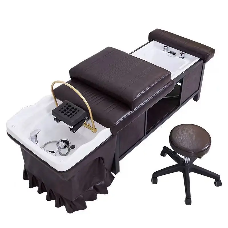 

wholesale luxury flat shampoo chair for salon modern pedicure chair and shampoo bed with water circulation