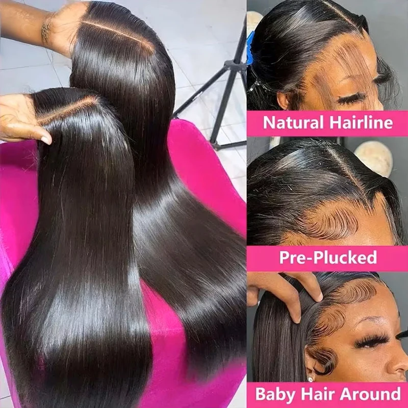 30 40 Inches Human Hair Ready To Wear Pre-Cut Lace Wear And Go Glueless Wigs Straight 13x4 Lace Front Human Hair Wig For Women image 4