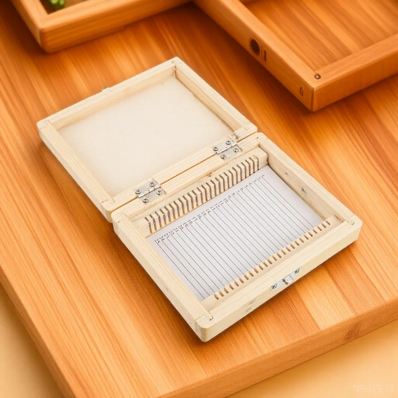 

Premium Wooden Microscope Slide Storage Box Durable Natural Wood Material Easy Clean Save Specimen Case Microscope