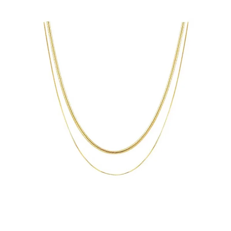 سلسلة جديدة على شكل عظمة الثعبان بطبقة مزدوجة للنساء، أزياء راقية