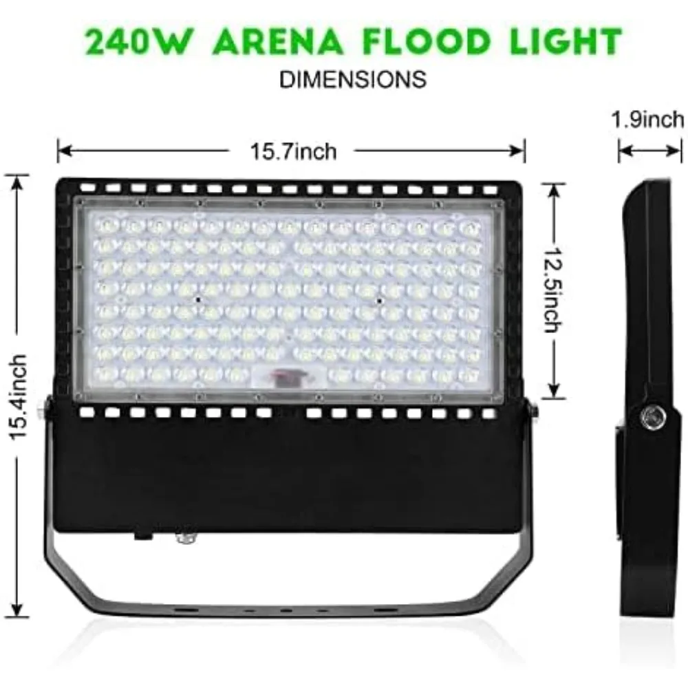 36000LM LED Stadium Lights Outdoor 1500 Watt Equivalent Wider Lighting Angle Led Flood Light 100-277V 240W 5000K Daylight