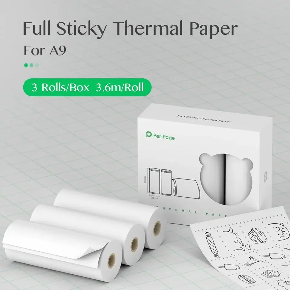 77*30 Mm Thermal Paper Roll / Sticky Thermal Paper / High Definition Grayscale Photo Paper For Thermal Mini Printer Long Storage