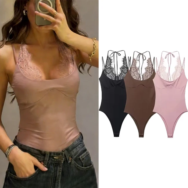 Women Pure Color Lace Jumpsuit Women's One-Piece Suit ort Pants Mid Waist Female Jumpsuit