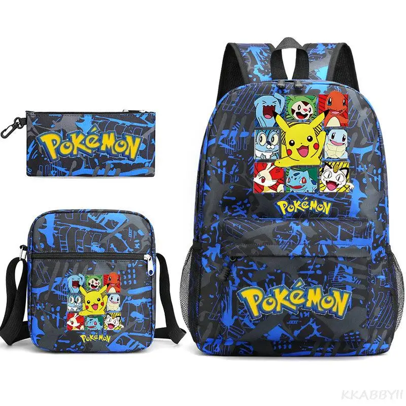 3pcs POKEMON GO Backpack Women Men Laptop Backpack Capacity Pikachu School Bags Mochila for Teenagers Boys Girls Backpack Travel