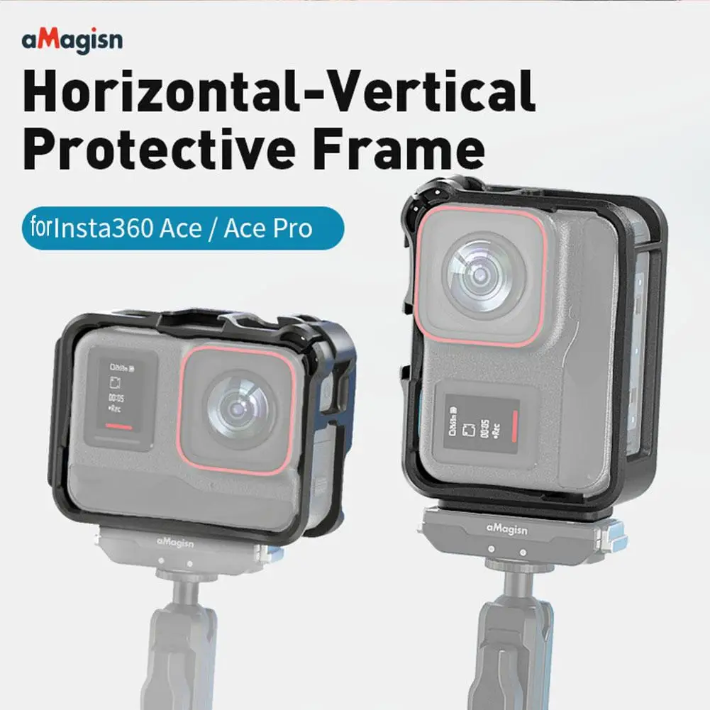 ABS กรงสำหรับ Insta 360 Ace Pro กรอบฝาครอบเลนส์สำหรับ Insta360 Ace shoot ฟิล์มป้องกันอุปกรณ์ป้องกันกล้อง