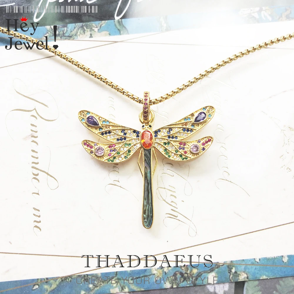 

Necklace Golden Dragonfly Summer Brand New Fine Jewelry Europe 925 Sterling Silver Gift For Women
