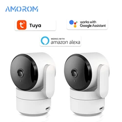 Tuya-Caméra de surveillance intérieure IP WiFi HD 1080p, babyphone vidéo, avec vision nocturne, détection IA, audio bidirectionnel, compatible avec Google Alexa