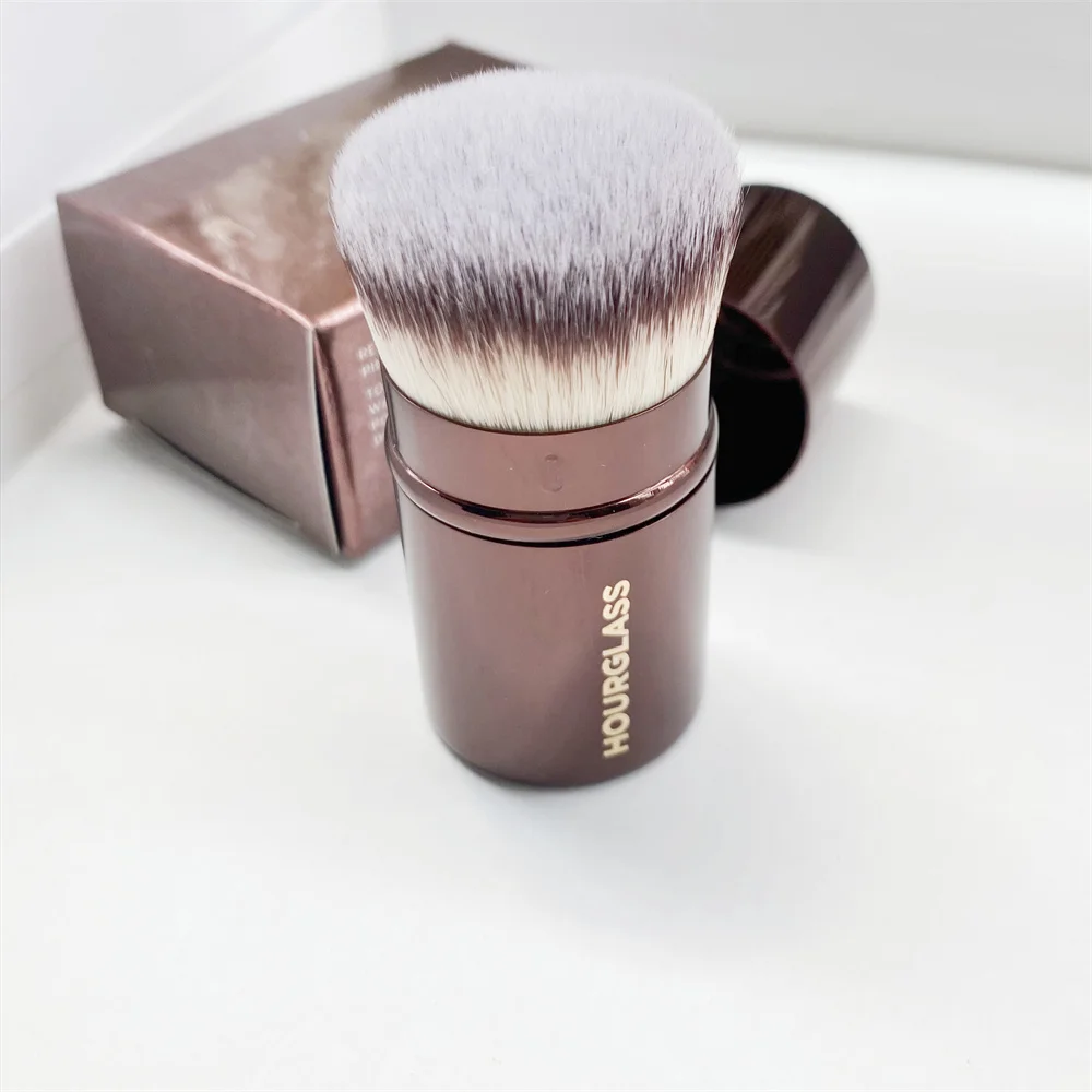 Retractable Kabuki Makeup Brush - Dense Synthetic Hair Short Travel-Sized Foundation Powder Contour Beauty Cosmetic Brush Tools