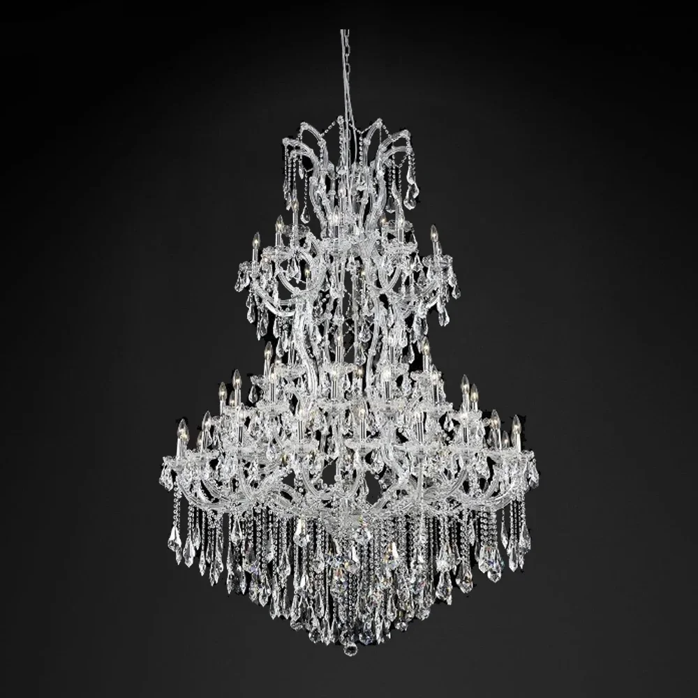 Large villa retro style crystal chandelier candlestick style diversified hall staircase luxury chandelier