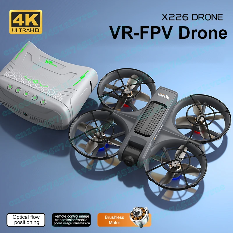 X226 VR FPV Drone 4K HD Dual Camera Aircraft Brushless Motor WIFI 2.4G/5G RC Quadcopter Optical Flow Positioning Mini Drone Toys