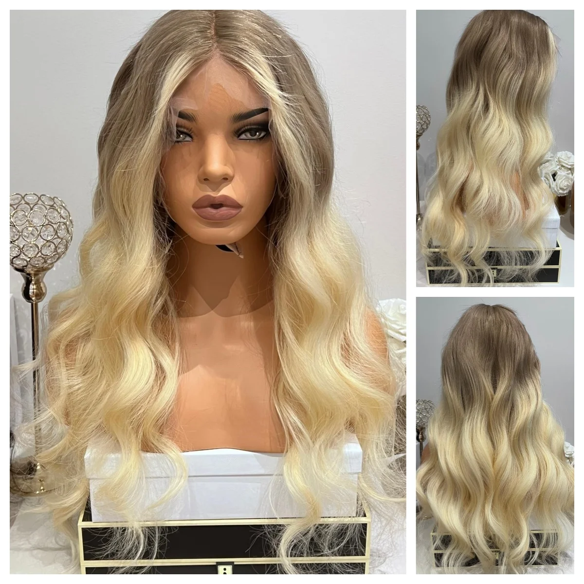 

New Lace Front Glueless Wig Brown Wig Lace Front wig Blonde Long Natural Wavy Wig For Women Heat Resistant