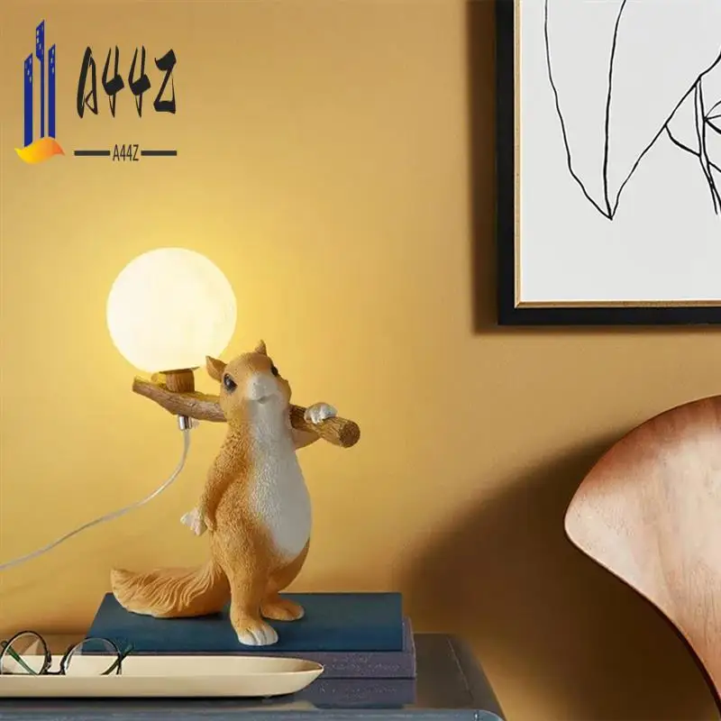

A44Z-прикроватная лампа, детская лампа для гостиной, спальни, декоративный светильник, милая декоративная лампа с белкой