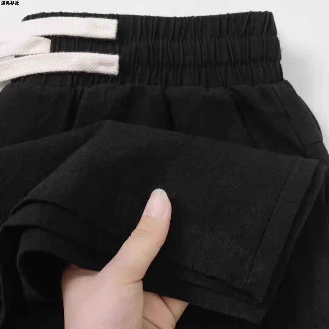 

High-End Linen Pants Bla Cotton-Linen Loose Straight Leg Summer Thin Long Casual Trousers for Men High Waist Straight Leg P...